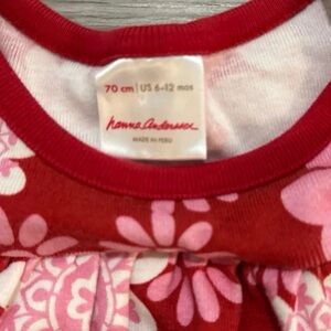 Hanna Andersson Sz.6-12mth Red & Pink Floral Cotton Dress & Pink Ruffle Pants